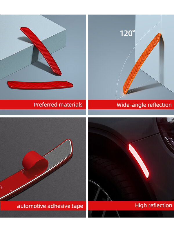 Pegatina de advertencia reflectante para parachoques de automóvil, protector de parachoques, decoración de cejas de rueda, raya reflectante de modificación