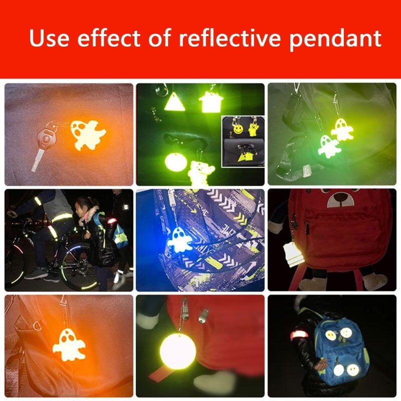 Llavero reflectores para cochecitos, colgante reflectante de estilo fantasma para niños y adultos
