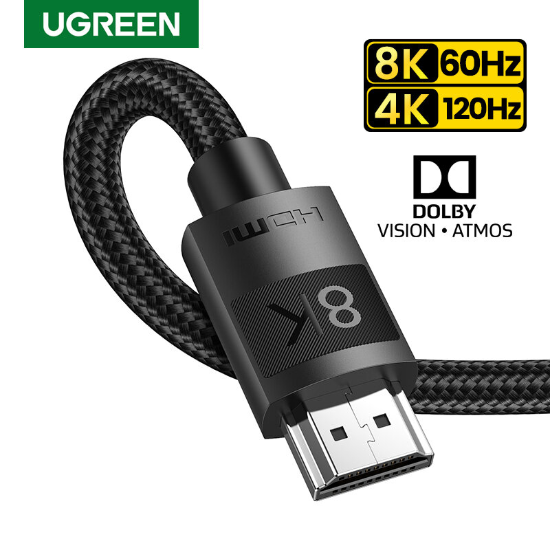 كابل HDMI 2.1 من Ugreen عالي السرعة 8K/60Hz 4K/120Hz لهاتف شاومي Mi Box PS5 HDMI كابل تقسيم HDMI Dolby Vision 48Gbps HDMI