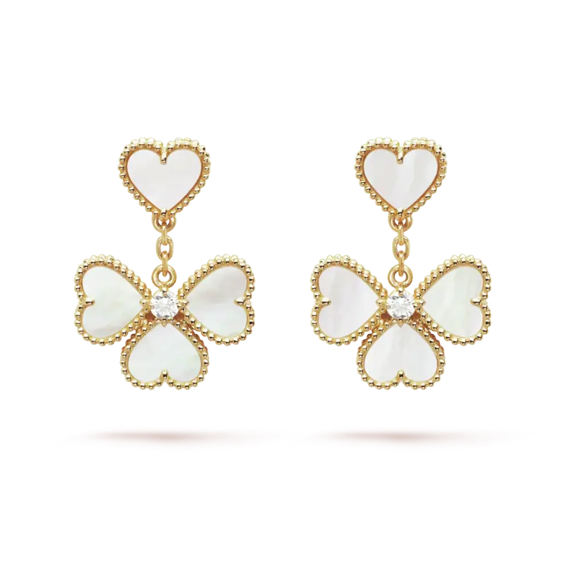 Boucles d'oreilles de luxe en plaqué or 18 carats pour dames, quatre cuir chevelu, fleur à cinq cuir chevelu, coquille en pierre naturelle, bijoux porte-bonheur, cadeau de haute qualité, nouveau