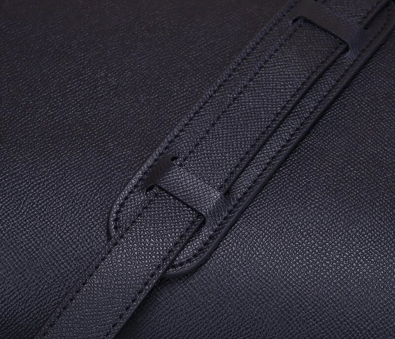 Men's Black Leather Large Capacity Laptop Bag 15 Inch Single Shoulder Diagonal Carrying Briefcase Adjustable Shoulder Strap
