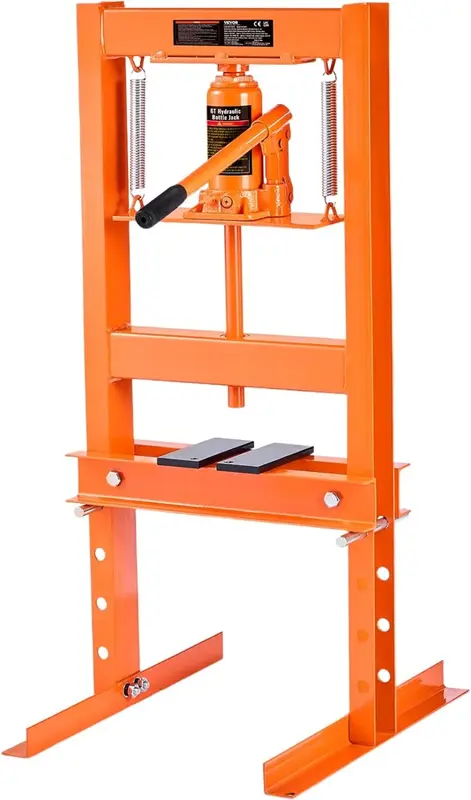 Hydrauliczna 6 Ton H-rama garażowa regulowana prasa warsztatowa z płytami, 6 T, pomarańczowa