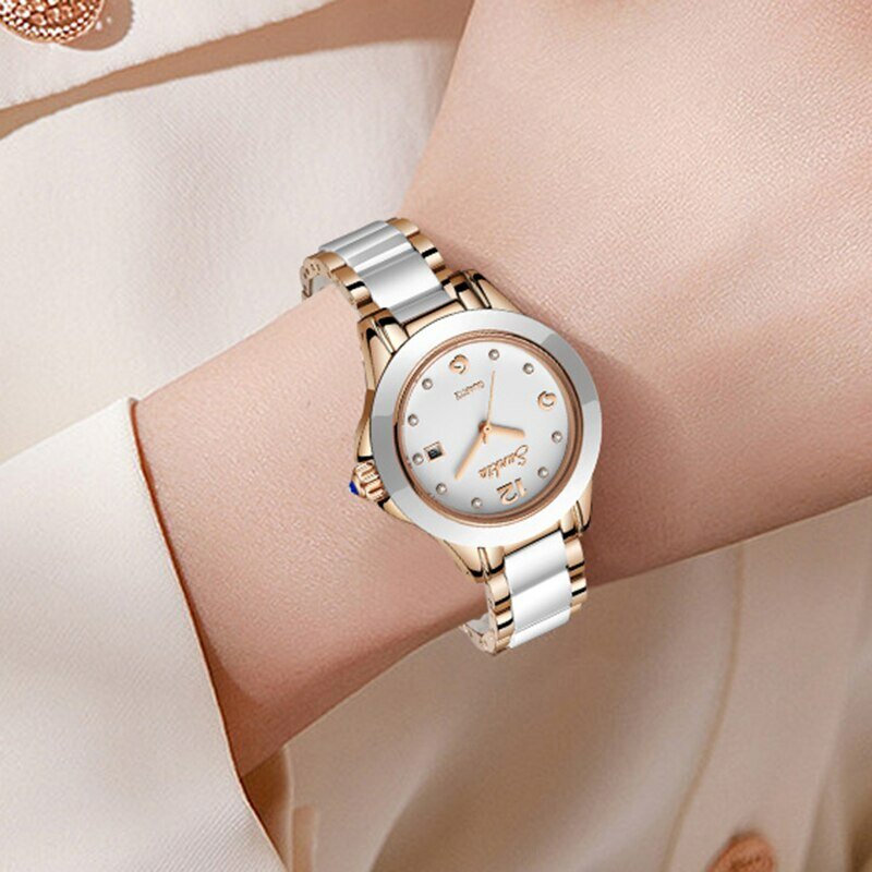 여성용 로즈 골드 팔찌 시계, 여성용 패션 시계, Reloj Mujer 2023, 새로운 크리에이티브 시계, 방수 날짜 시계