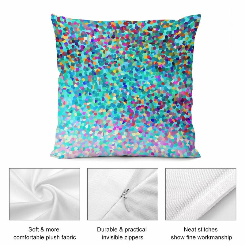Aqua Blue Multicolored Abstract Art Shapes Pattern Throw Pillow pillow cover luxury Room decorating items