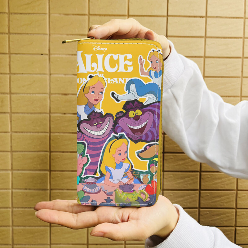Disney-Alice au pays des merveilles Anime Bombs Case Wallet, Cartoon Zipper Coin Bag, Casual Purses, Storage Handbag Gift, W5112