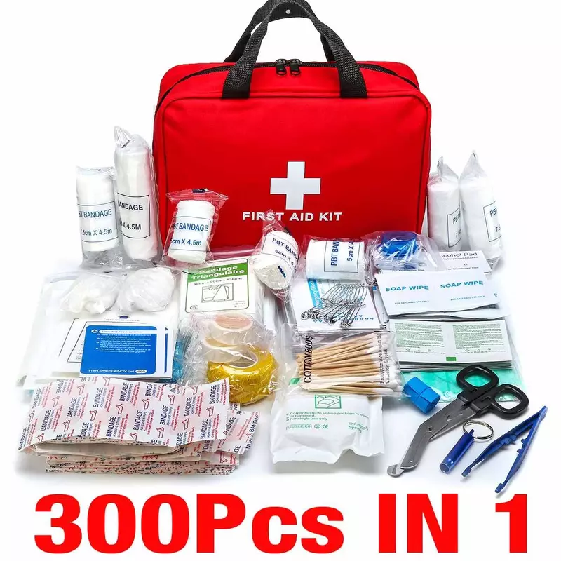 Portabel 16-300 Buah Set Bertahan Hidup Darurat Kit Pertolongan Pertama untuk Obat-obatan Luar Ruangan Berkemah Mendaki Tas Medis Tas Tangan Darurat