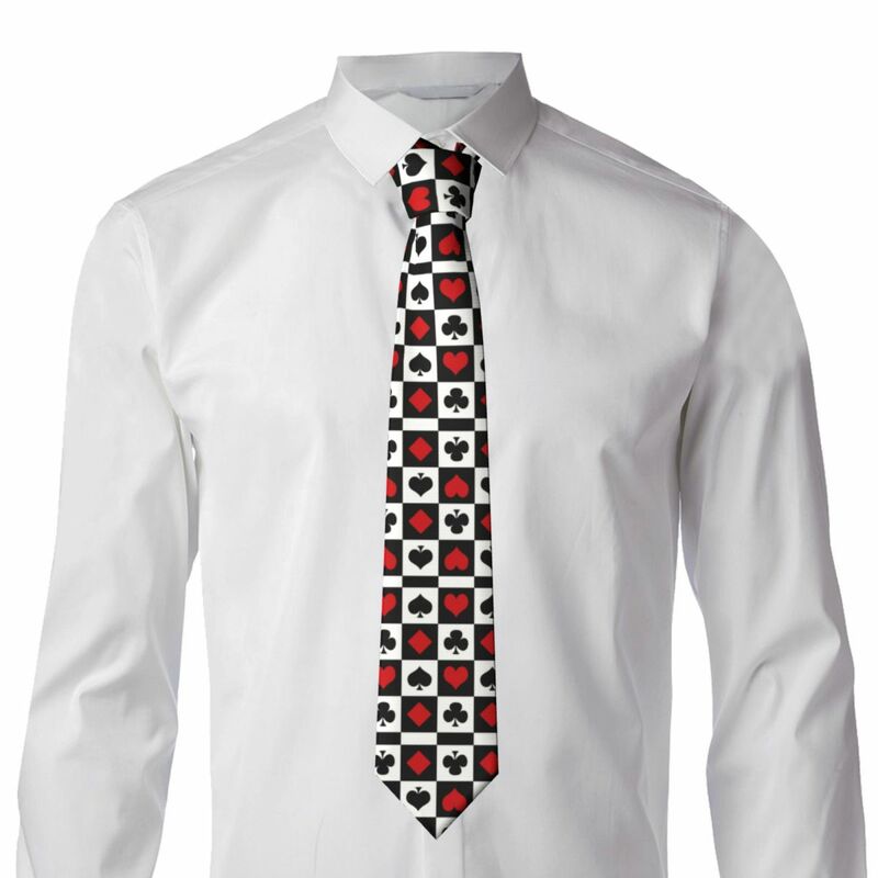 Gravata de cartão de seda masculina, gravata fashion para jogadores de poker, personalizada, escritório