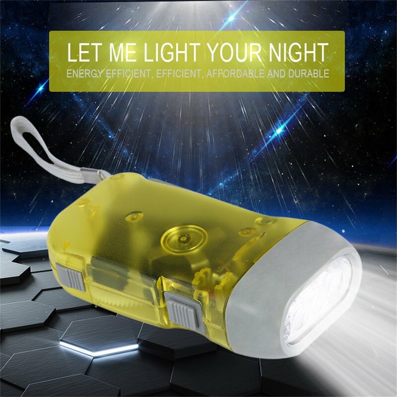 Linterna portátil ultrabrillante de 3 LED, luz de presión manual, Dinamo de manivela, linterna de viento, lámpara de Camping