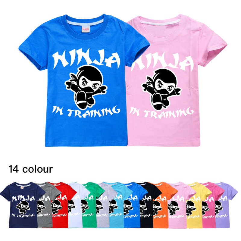 2024 Ninja Kidz Jungen T-Shirt Mädchen T-Shirt Sommer Baumwolle Kinder Tops Cartoon Grafik T-Shirts lustige Harajuku Kinder O-Neck T-Shirt