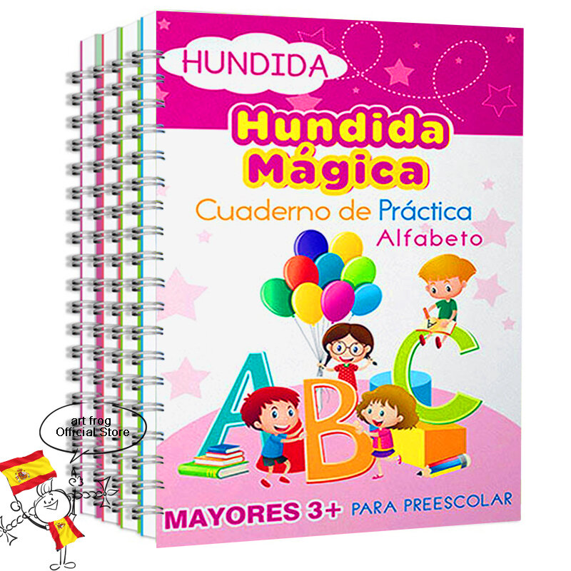 Hiszpańskie magiczne książki nauka pisania w śledzeniu zeszyt dla dzieci wielokrotnego użytku zeszyty dla dzieci hiszpański pisanie Montessori
