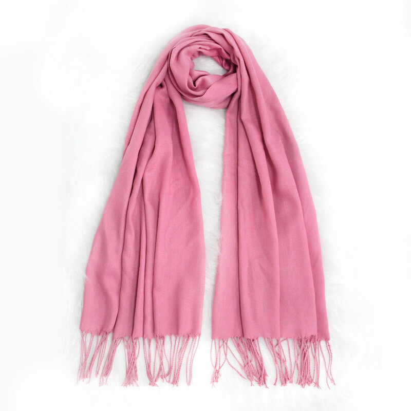 Einfarbige Schals für Damenmode Herbst und Winter warme Halstücher Schal Nachahmung Kaschmir Schal Wickel mit Fransen 2024