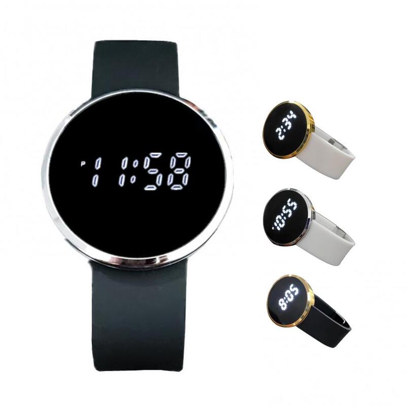 Jam tangan gelang LED elektronik, jam tangan layar sentuh Digital Aloi uniseks kasual sederhana untuk hadiah Hari Valentine dan ulang tahun pria dan wanita
