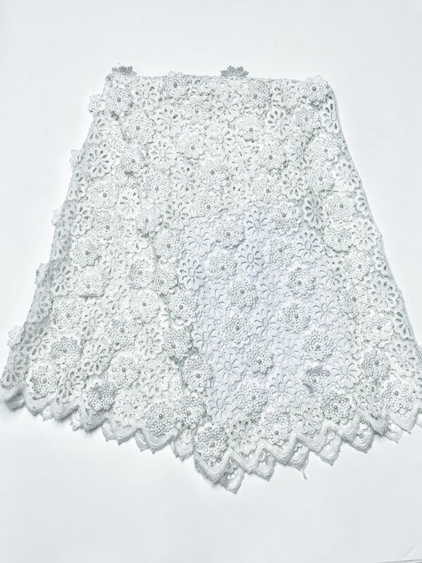 Tissu africain en dentelle brodée de fleurs 3D pour robes de femmes, fil de haute qualité, mode, jupes, 5 mètres