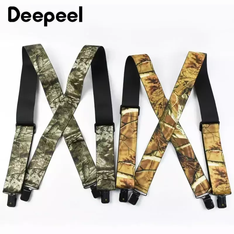 Deepeel 5*115cm Camouflage Men's Suspenders X-Type 4 Clips Adjustable Mens Suspender Elastic Wide Braces Fashion Male Jockstrap