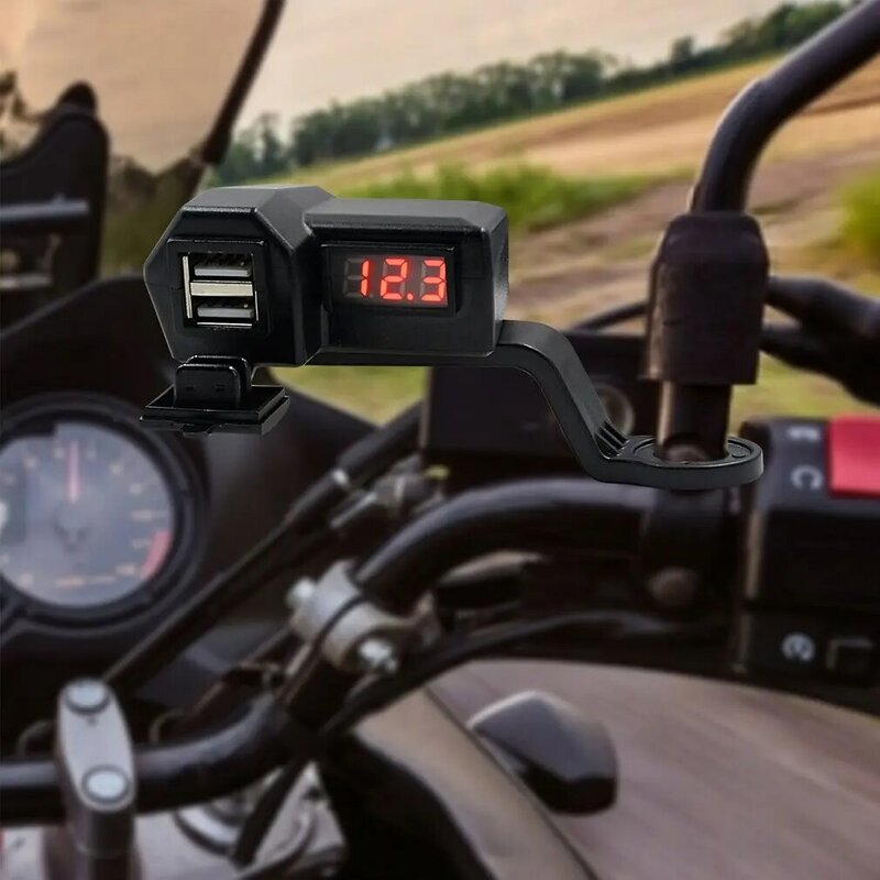 12V Car Motorcycle Mobile Phone Charger Abs Dual Usb With Switch 24V Rv Boat Car Charger + Voltmeter Good Waterproof Performance