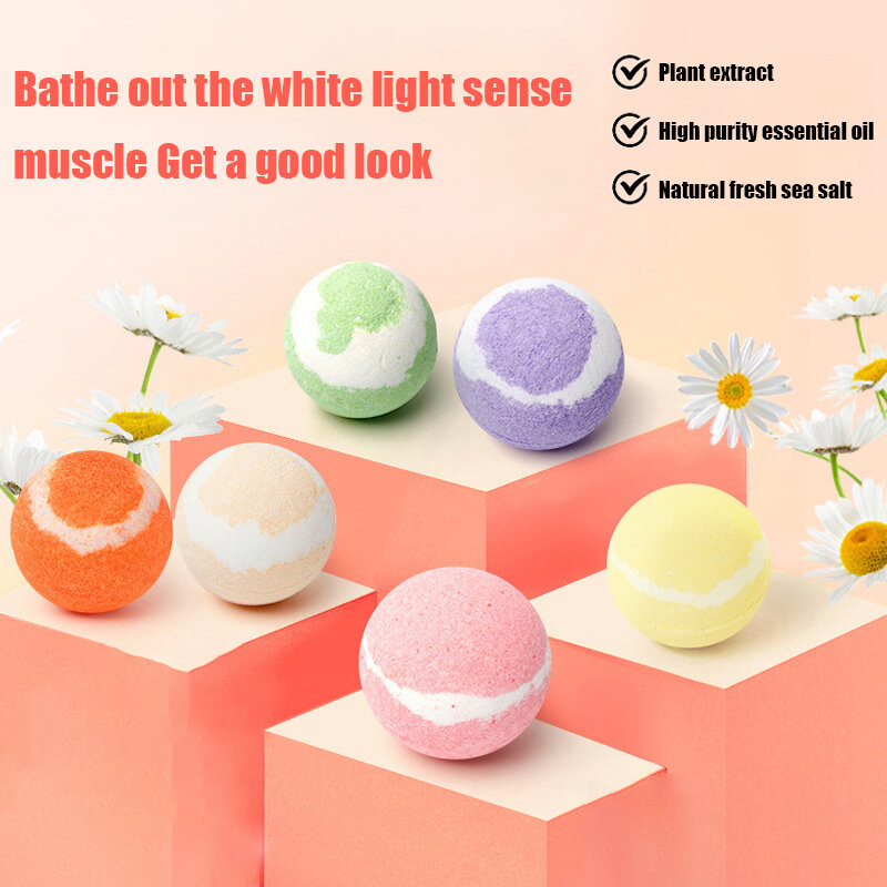 Essential Oil Bubble Bath Ball Bombs Stress Relief Exfoliating Moisturizing Fragrance Natural Shower SPA Small Salt Ball Cleaner
