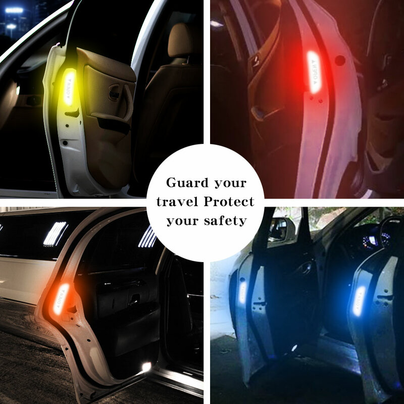 Car Door Opening Reflective Stickers Night Safety Warning Reflector Tape Auto Accessories Exterior Interior Night Sticker on Car