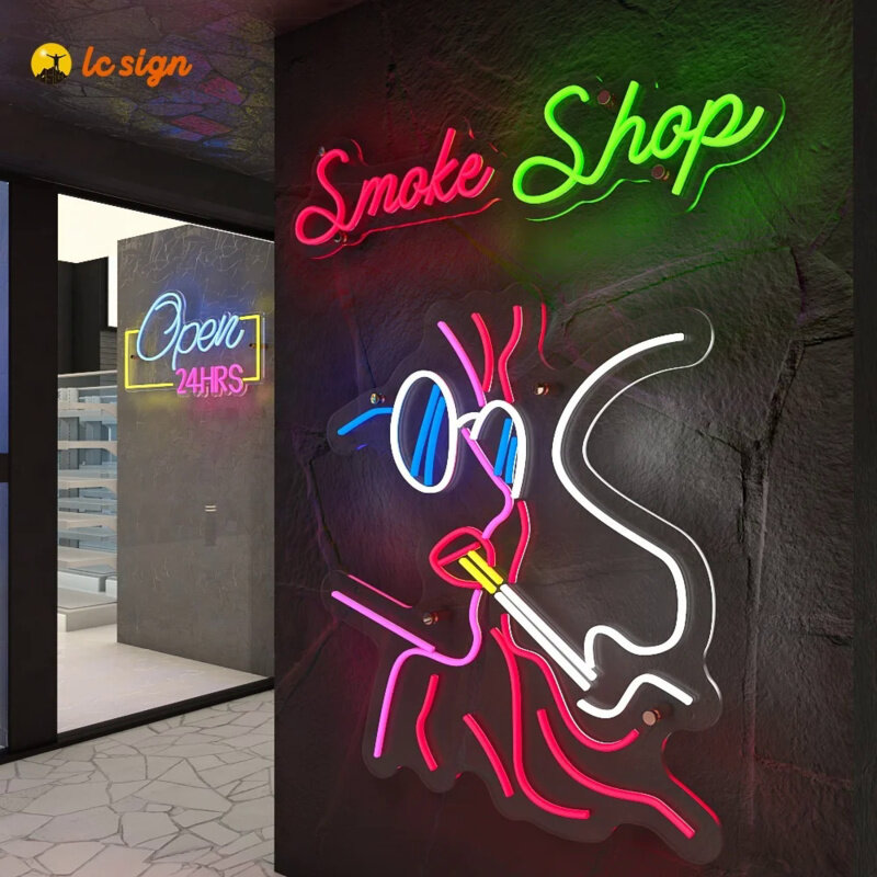 Letrero de neón LED para tienda de humo, luz flexible con logotipo personalizado, Cool Girls Shop, 12v