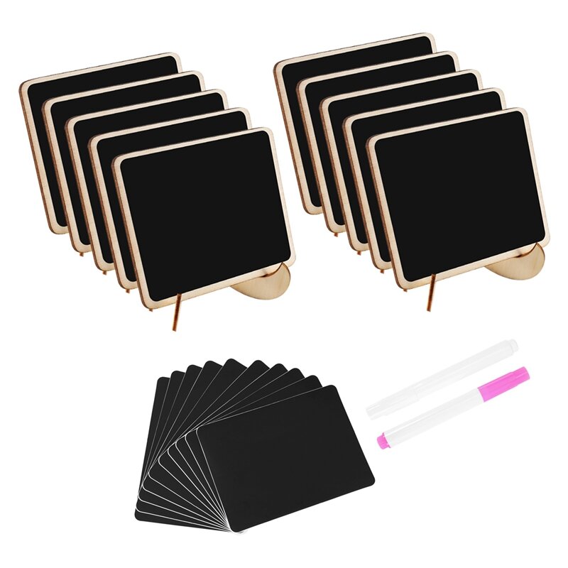 新しい-ミニ黒板ラベルの取り付け、10パックのフレームイーゼルスタンド木製のBuffffesfoodsigns用の木製黒板、結婚式の場所カード