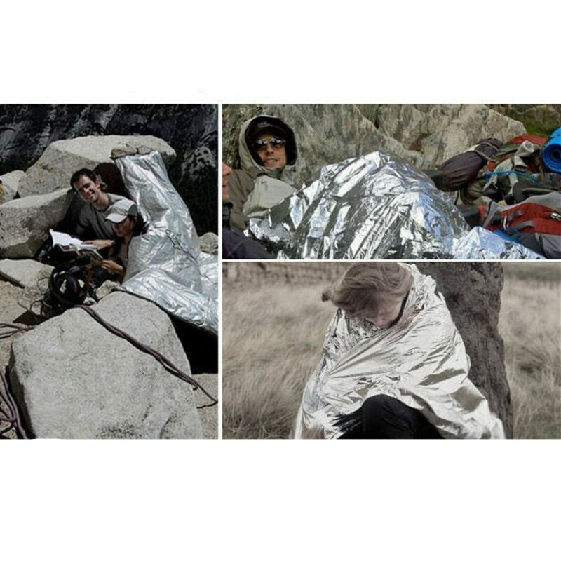 Cobertor para salvamento 160x210cm, kit de primeiros socorros para sobrevivência, secagem quente, folha térmica, ferramenta ao ar livre