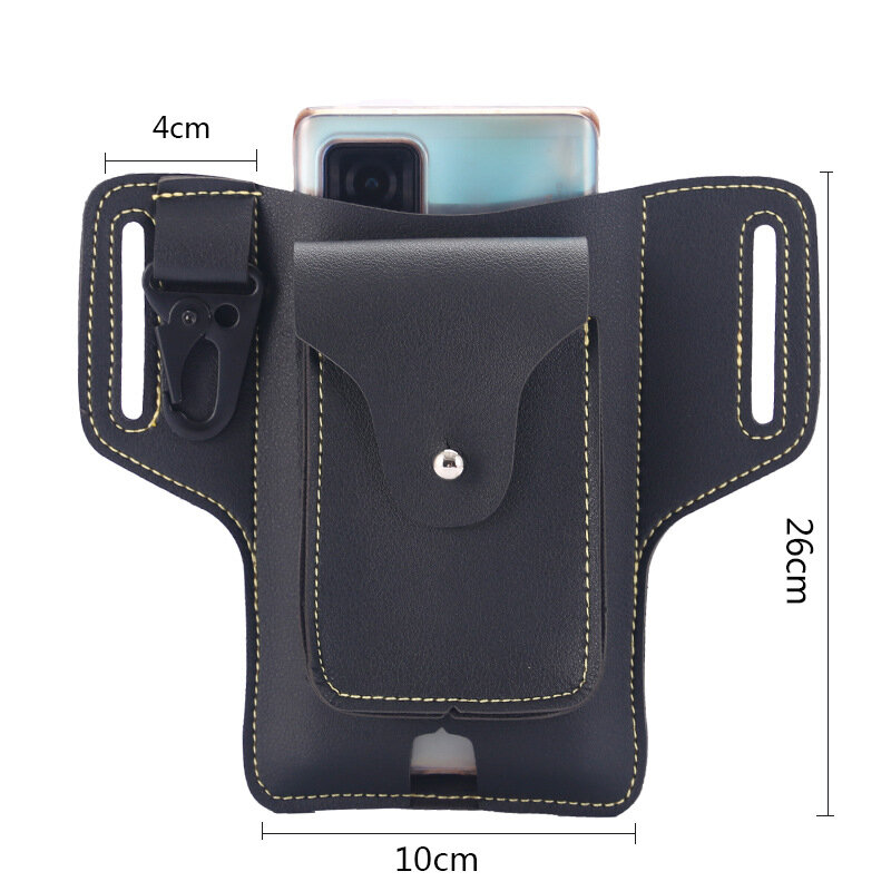 Retro Pu Leather Wear Belt Mobile Phone Waist Bag Men's Mobile Phone Bag Motorcycle Rider Vertical Cigarette Key Bag Fanny Pack