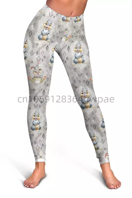 Thumper Rabbit Bambi เสื้อคัตเอาต์สำหรับผู้หญิงชุดวอร์มเลกกิ้งฟิตเนสชุดเล่นโยคะ Disney เสื้อแขนกุดกลวง