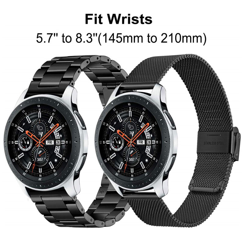 Bracelets milanais pour Samsung Galaxy Watch, 46mm/Gear S3 22mm 20mm, maille en acier inoxydable, bracelet pour active 2 40mm 44mm