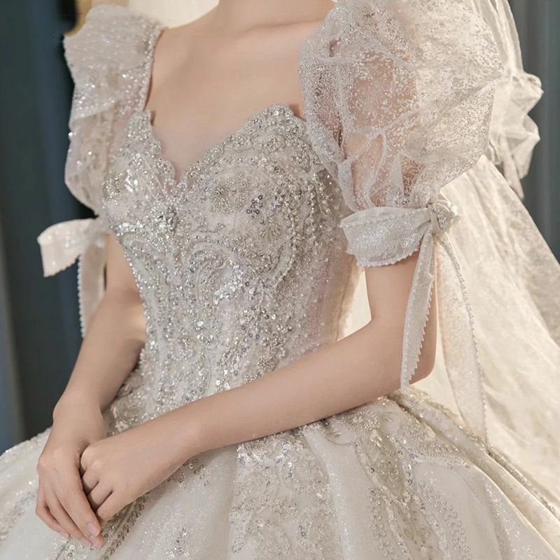 Dubai Arabien Ballkleid Hochzeit Kleid Funkelnden Luxruy Frauen 2023 Pailletten Kristall Gast Ehe Brautkleid Robe De Mariée