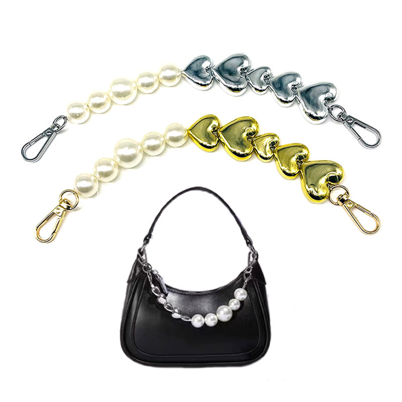 Asas de bolso de mano de repuesto para mujer, correa de bolso, accesorios de cadena de bolso, asa corta, cadena de cuentas, bolso de perlas, nuevo