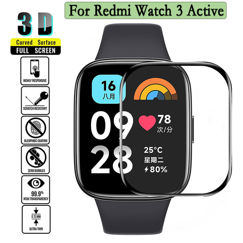 1/3/5Pcs 3D Curved Composite Film For Redmi Watch 3 Active Smart Watch Screen Protector Film Full Screen Protector Not Glass
