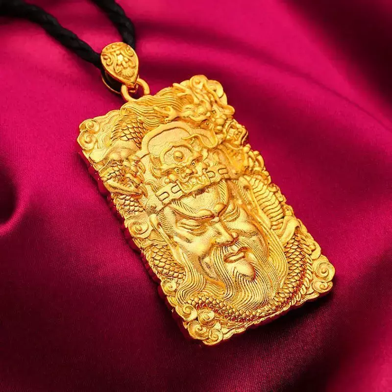 100% rame puro placcato oro 24K ciondolo collana da uomo in rilievo GuanGong Charms temperamento prepotente nuovo stile non sbiadisce
