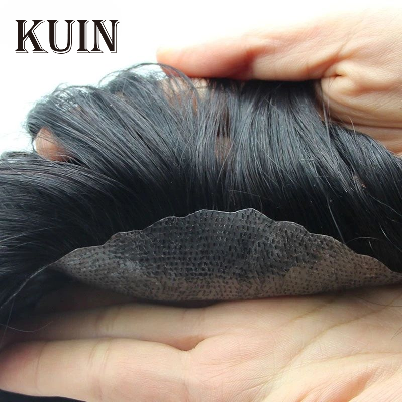 باروكة كاملة PU متينة للرجال ، شعر مستعار طبيعي للرجال ، نظام شعر بشري 100% ، شعر مستعار شعري ، جلد حقن ، 0.12 مللي متر