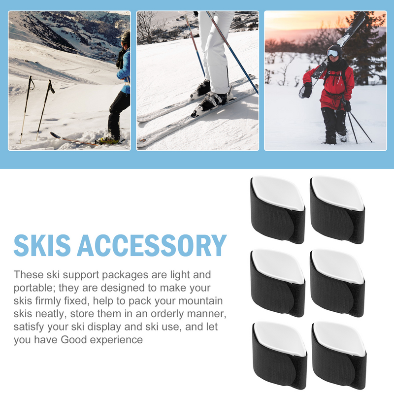 Correas de esquí portador de correa, accesorios de esquí, fijación de corbatas de cinturón, sujetador de soporte de trineo de tablero de pestañas de esquí
