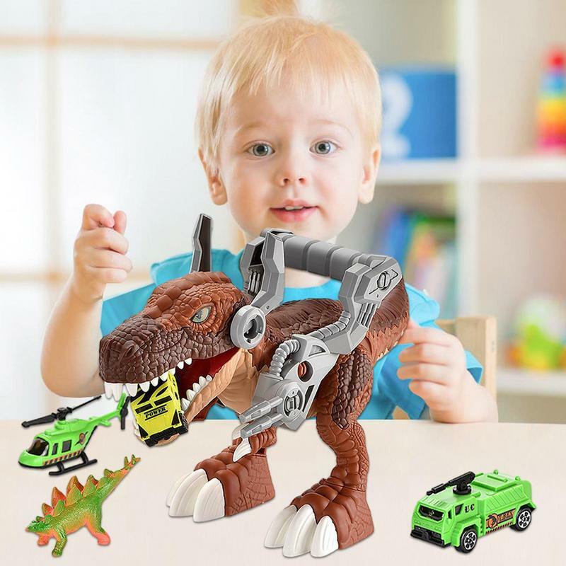 Figuras de acción de dinosaurios que caminan para niños, juguetes de Motor fino, Kit de construcción, regalos de navidad