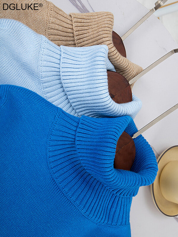 여성용 터틀넥 스웨터, 2023 니트 화이트 스웨터, 오버사이즈 풀오버, 두껍고 따뜻한 스웨터, 가을 겨울 점퍼