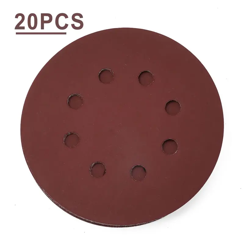 20pcs 5Inch 125mm Round Sandpaper 8 Hole Sanding Discs Hook And Loop Grit 40-2000 Orbital Sander Pad For Polishing Wood Metal