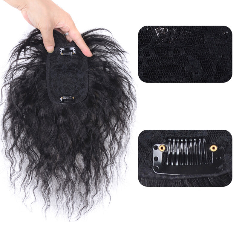 Gelombang sintetis Reissue Block penggantian Wig dengan poni meningkatkan jumlah rambut di bagian atas kepala untuk menutupi putih Ha