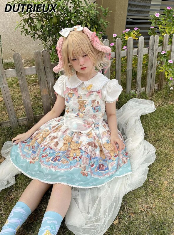Blusa interna de manga curta feminina, colarinho de boneca, combina tudo, cor sólida, camisas básicas para menina, estilo japonês, doce, verão