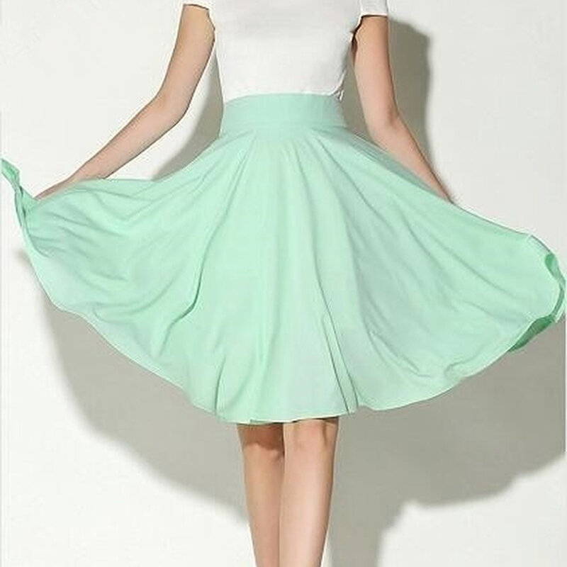 Hot Sale 2023 women's High Waist Petticoat Pleated knee-length Retro Casual Petticoat Summer Soild Color All-match Skirt