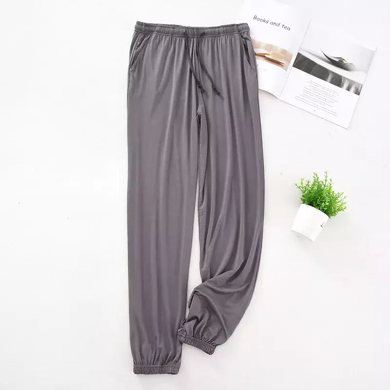 Zwężane spodnie nowe duże spodnie i luźna elastyczna modalna męska japońska piżama spodnie męskie spodnie piżama rozmiar domu wiosna jesień