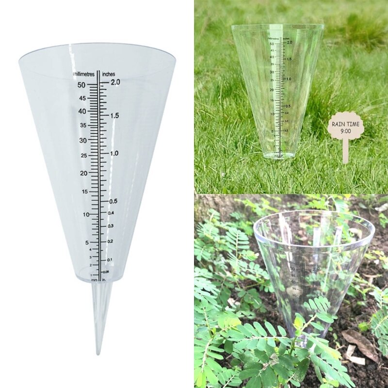 D0AD Lawn and Garden Cone Rain Gauge Durable Transparent Rainfall Measurement
