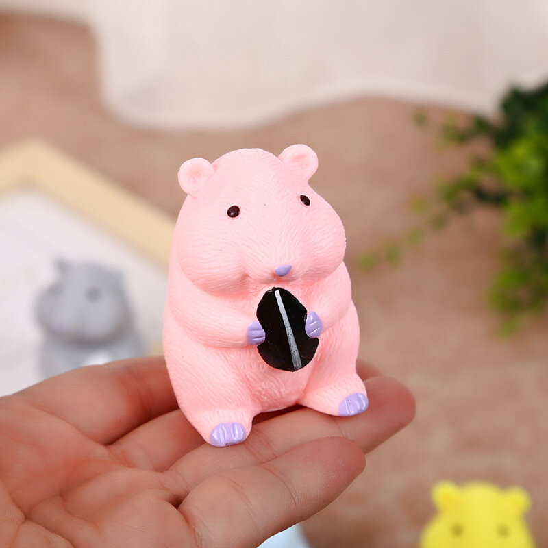 Cute Melon Seed Hamster Squeaky Rubber Baby Bath Bathe Room Water Fun Game Playing Children's Decompression Trick Toys Gifts