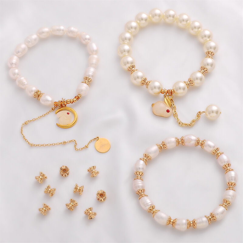 5 pz 5x6mm di alta qualità 14K oro colore ottone doppio lato fiore perline Caps perline distanziatore per accessori gioielli braccialetto delle donne