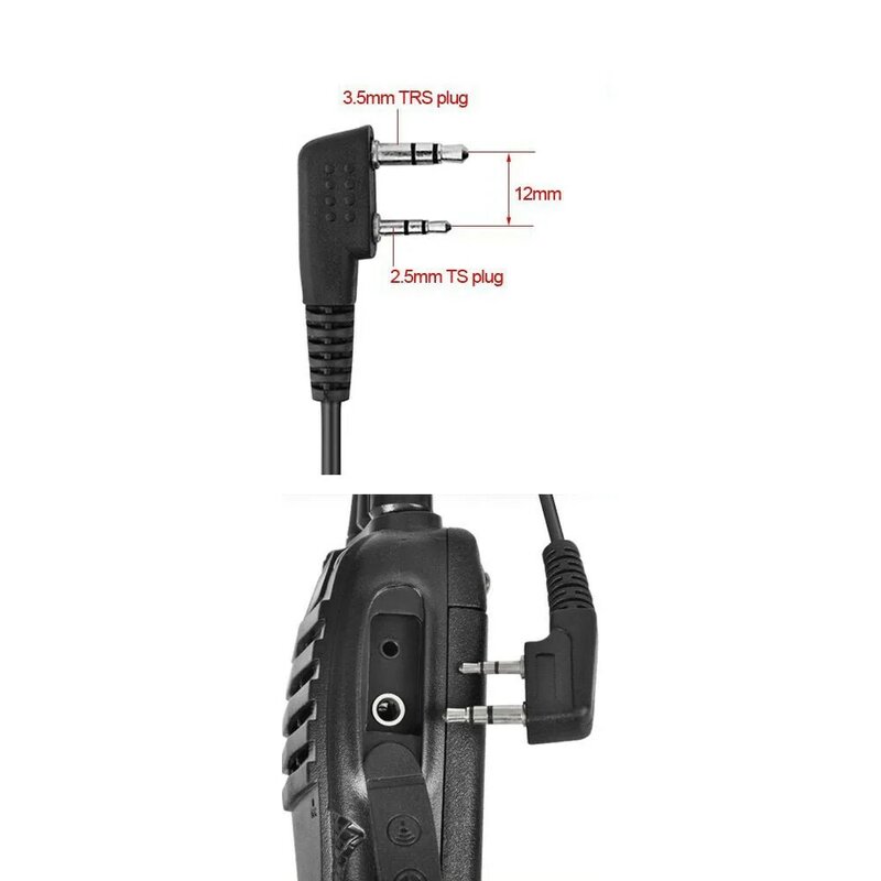 Fone de ouvido para transceptor walkie talkie tubo ar ptt fone de 2 pinos rádio fones para kenwood baofeng uv 5r