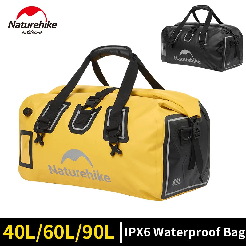 Naturehike-IPX6 saco impermeável para motocicleta, saco da cauda, portador de bagagem, armazenamento portátil do tronco, PVC, apto para acampamento ao ar livre, viagens, 40L, 60L, 90L