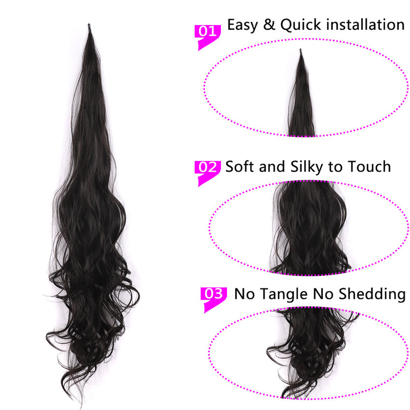 32inch Long Synthetic Flexible Wrap Around Wavy Ponytail Hair Extensions for Women Blonde Fake Tail Hairpiece Daily Use