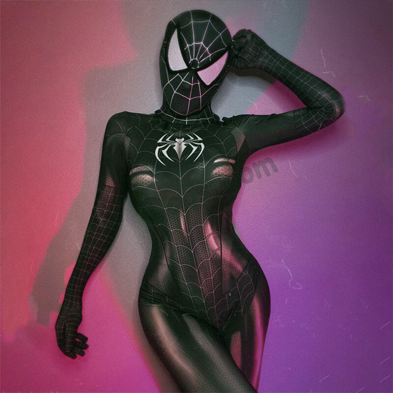 Spiderman Cosplay Traje para Mulheres, Sexy Zentai Suit, Super Hero Macacão, Bodysuit completo, Fantasia, Vestido de Festa Carnaval