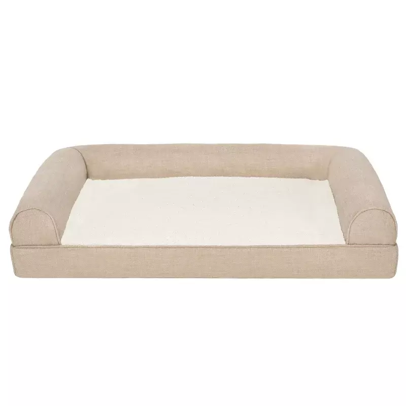 FurHaven-Canapé-lit en peluche et lin de performance, produits pour animaux de compagnie, moyen, lit pour chien, AREX, Orth4WD