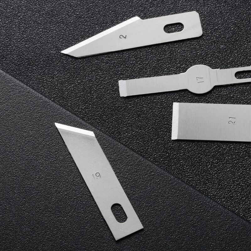 10 pçs gravura não-deslizamento de metal bisturi faca peças lâminas cortador facas de artesanato para o telefone móvel pcb reparação ferramentas manuais acessórios