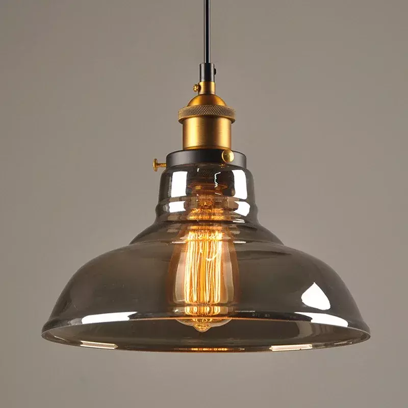 Lampy wiszące w stylu Vintage szklana lampa wisząca oprawa Loft jadalnia kuchnia wystrój domu nowoczesne lampy zawieszka do sypialni dymne Grey